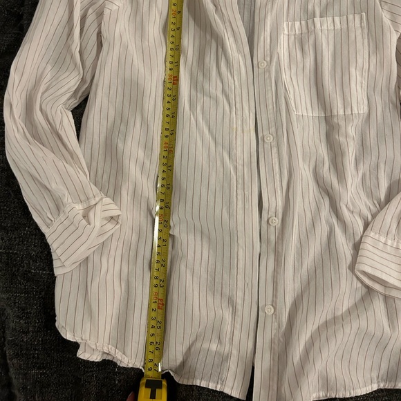 H&M Button Up Striped Blouse in white/red - Picture 3 of 6